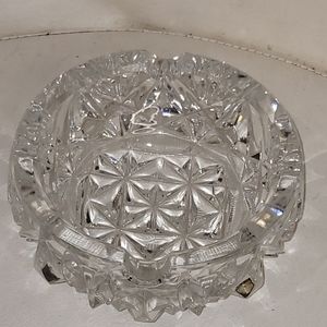 Vintage Clear Cut Glass Thick Heavy elegant Ashtray large
